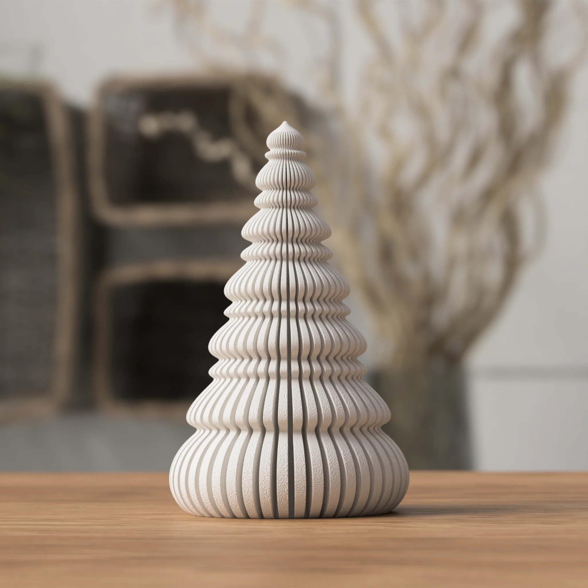 Moderne Nordic Japandi kerstboomdecoratie