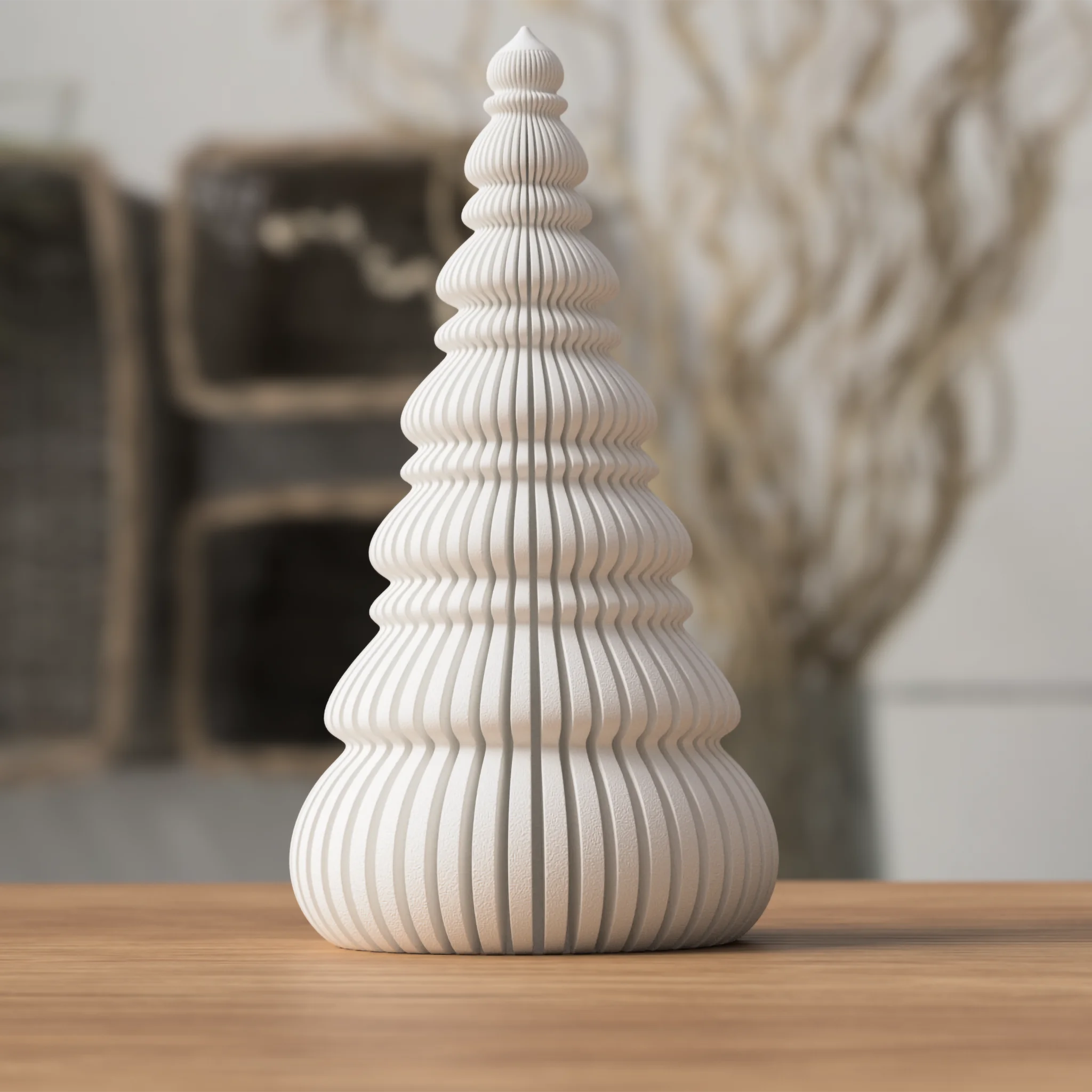 Moderne Nordic Japandi kerstboomdecoratie