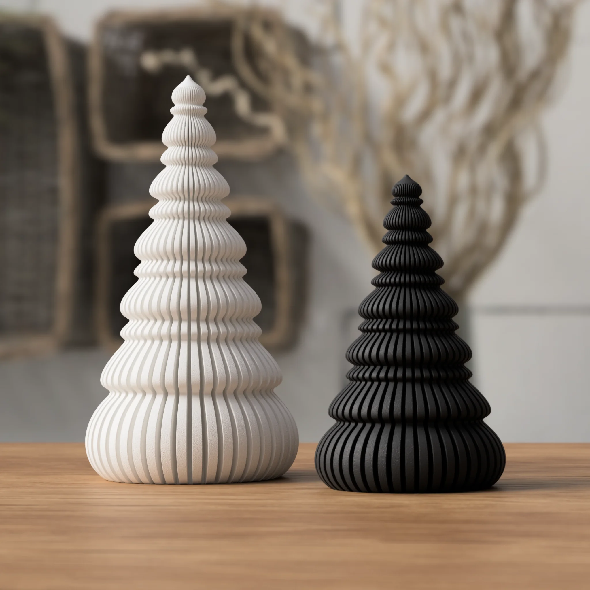 Moderne Nordic Japandi kerstboomdecoratie